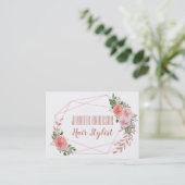 Roze Glitter Floral Geometric Beauty Appointment Afsprakenkaartje (Staand voorkant)