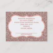 Roze Glitter Floral Geometric Beauty Appointment Afsprakenkaartje (Achterkant)