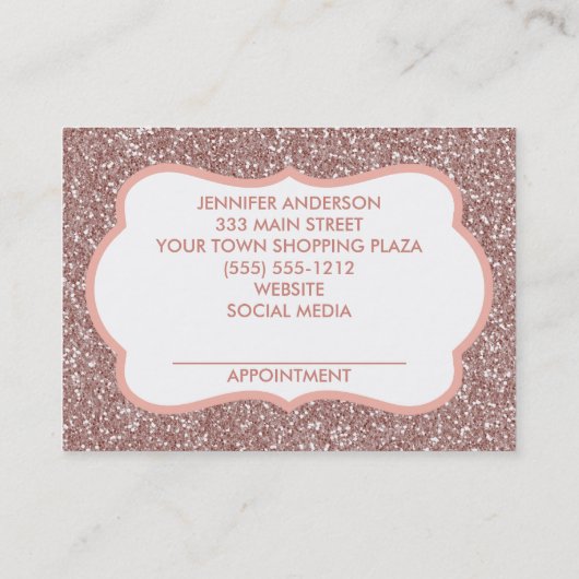 Roze Glitter Floral Geometric Beauty Appointment Afsprakenkaartje (Achterkant)