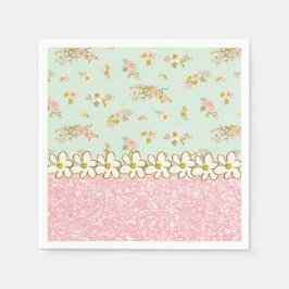 roze glitter Floral Green Daisy Servet