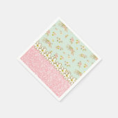  roze glitter Floral Green  Daisy Servet (Hoek)