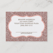 Roze Glitter Floral Hairdresser Salon Appointment Afsprakenkaartje (Achterkant)