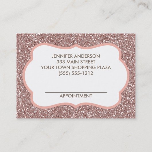 Roze Glitter Floral Hairdresser Salon Appointment Afsprakenkaartje (Achterkant)