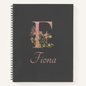 Roze Glitter Floral Letter F Bullet Journal Notitieboek (Voorkant)