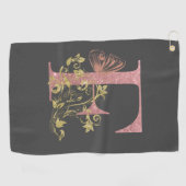 Roze glitter Floral Letter F Golfhanddoek (Horizontaal)