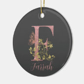 Roze glitter Floral Letter F Keramisch Ornament (Links)