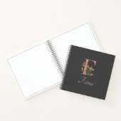 Roze glitter Floral Letter F Sketch Notitieboek (Binnen)