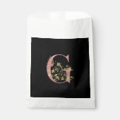 Roze glitter Floral Letter G Bedankzakje (Voorkant)
