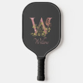 Roze Glitter Floral Letter W  Pickleball Paddle (Achterkant)