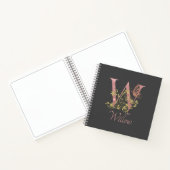 Roze Glitter Floral Letter W Sketch Notitieboek (Binnen)