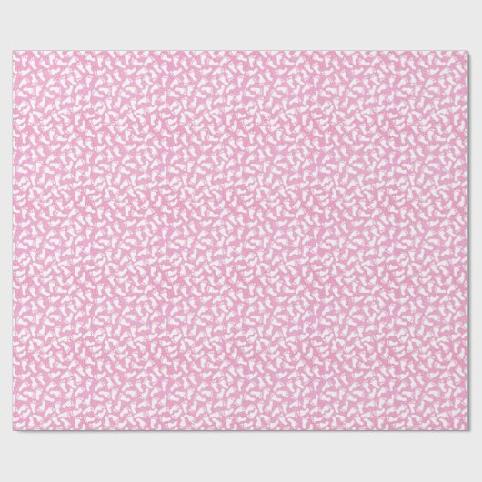 Roze Glitter Foot Print Baby shower Wrapping Paper Cadeaupapier (Vlak)