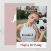 roze glitter - football minnaar - jarig meisje (Voorkant / Achterkant)