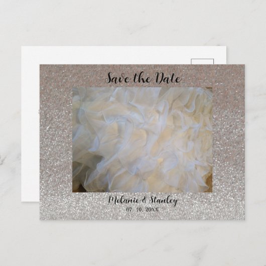 Roze Glitter Foto Datum Aankondigingskaart (Voorkant / Achterkant)