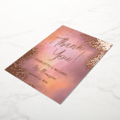 Roze Glitter Foto-overlay Trouw Dank Je Folie Uitnodiging (Gedraaid)