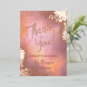 Roze Glitter Foto-overlay Trouw Dank Je Folie Uitnodiging (Staand Voorkant)