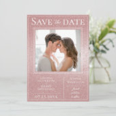 Roze Glitter Foto slaat de datum op Save The Date (Staand voorkant)