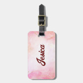 Roze Glitter Geborsteld Script Bagagelabels (Voorkant verticaal)