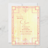 Roze Glitter Geel Art Deco Bruids Douche Kaart (Voorkant)