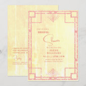 Roze Glitter Geel Art Deco Bruids Douche Kaart (Voorkant / Achterkant)