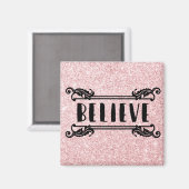 Roze glitter - Geloof Magneet (Voorkant / Achterkant)