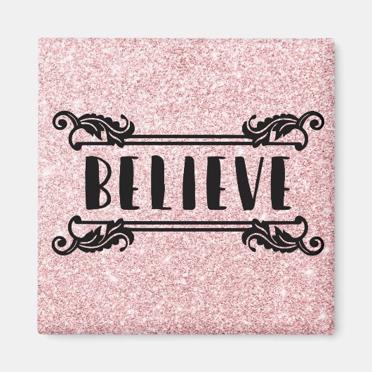Roze glitter - Geloof Magneet (Voorkant)
