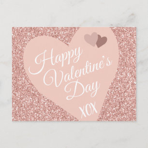 Roze Glitter Gelukkige Valentijnsdag XOX Briefkaart