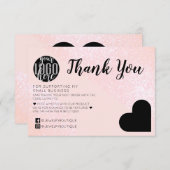 Roze Glitter Geo Heart Logo Klant Dank je Bedankkaart (Voorkant / Achterkant)
