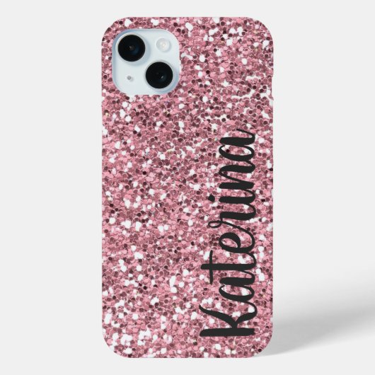 Roze Glitter Gepersonaliseerd met Jouw naam. Case-Mate iPhone Case (Achterkant)