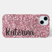 Roze Glitter Gepersonaliseerd met Jouw naam. Case-Mate iPhone Case (Achterkant (horizontaal))