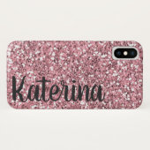 Roze Glitter Gepersonaliseerd met Jouw naam. Case-Mate iPhone Case (Achterkant (horizontaal))