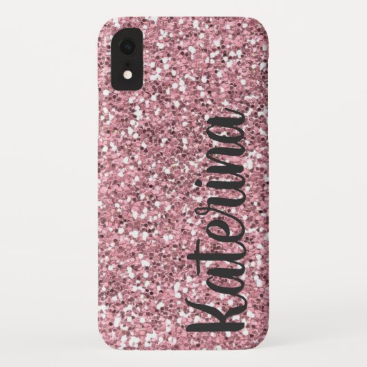 Roze Glitter Gepersonaliseerd met Jouw naam. Case-Mate iPhone Case (Achterkant)