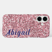 Roze Glitter Gepersonaliseerd met Jouw naam. Case-Mate iPhone Case (Achterkant (horizontaal))
