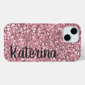 Roze Glitter Gepersonaliseerd met Jouw naam. Case-Mate iPhone Case (Achterkant (horizontaal))