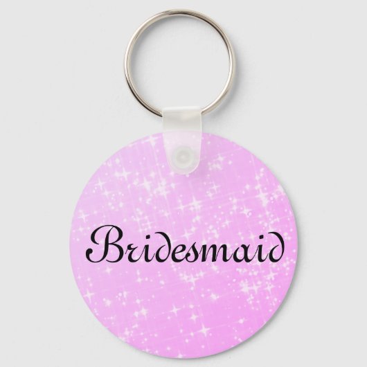 Roze Glitter Gepersonaliseerde Bruidsmeisje Sleutelhanger (Voorkant)