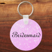 Roze Glitter Gepersonaliseerde Bruidsmeisje Sleutelhanger (Voorkant)