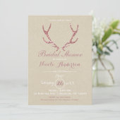 Roze Glitter Geweien Rustieke Kraft Bruiloft Feest Kaart (Staand voorkant)