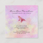 *~* Roze Glitter Gilded Butterfly Pastel Fantasy Vierkante Visitekaartje (Achterkant)