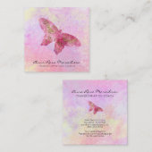 *~* Roze Glitter Gilded Butterfly Pastel Fantasy Vierkante Visitekaartje (Voorkant / Achterkant)