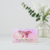 *~* Roze Glitter Gilded Pastel Fantasy Butterfly Visitekaartje (Staand voorkant)