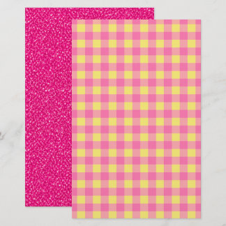 Roze Glitter & Gingham Omkeerbaar Scrapbook Papier