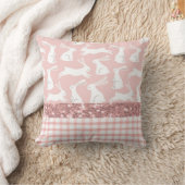 Roze Glitter Gingham Pset Rabbits Kussen (Deken)