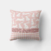 Roze Glitter Gingham Pset Rabbits Kussen (Achterkant)