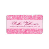 Roze, glitter girale glazen retouradres etiket (Voorkant)