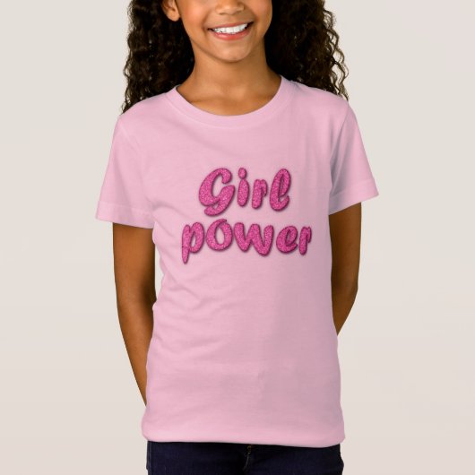 Roze glitter "Girl Power" T-shirt – Empowering (Voorkant)