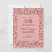 Roze Glitter Girl's zestiende verjaardag Kaart (Voorkant)