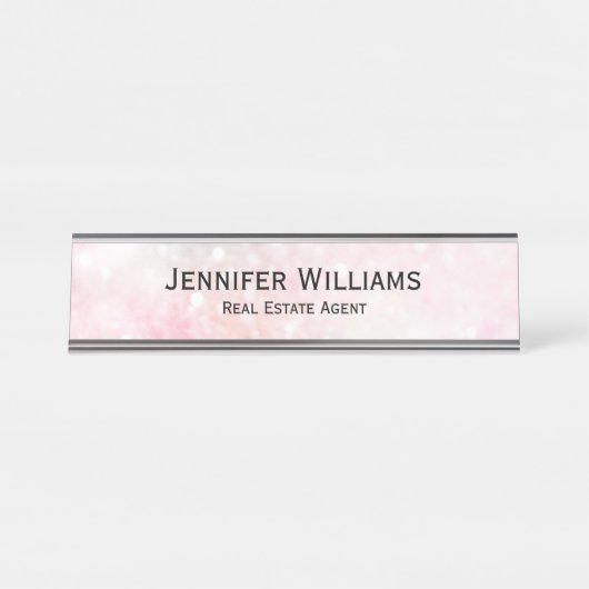  roze glitter Girly Glamoureus Bureau Naambordje (Voorkant)