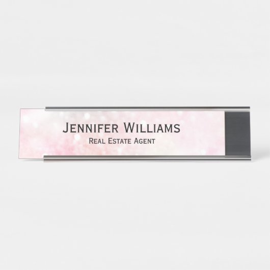 roze glitter Girly Glamoureus Bureau Naambordje (Voorkant)