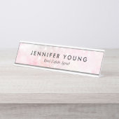  roze glitter Girly Glamoureus Bureau Naambordje (Voorkant)