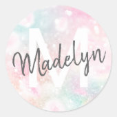  roze glitter Girly Glamoureus Ronde Sticker (Voorkant)