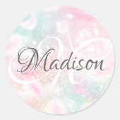  roze glitter Girly Glamoureus Ronde Sticker (Voorkant)